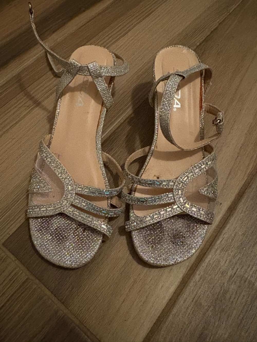 Soda Silver Glitter Strappy Heeled Sandals